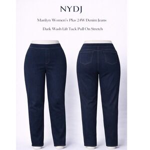 NYDJ Marilyn Women Plus 24W Denim Jeans Clean Wash Lift Tuck Pull On Stretch NWT